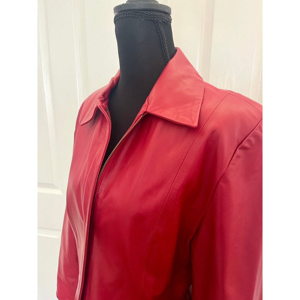 Fiorenza Moda Pelle Leather Jacket Womens 44 Red Excellent Made in Italy Paisley
